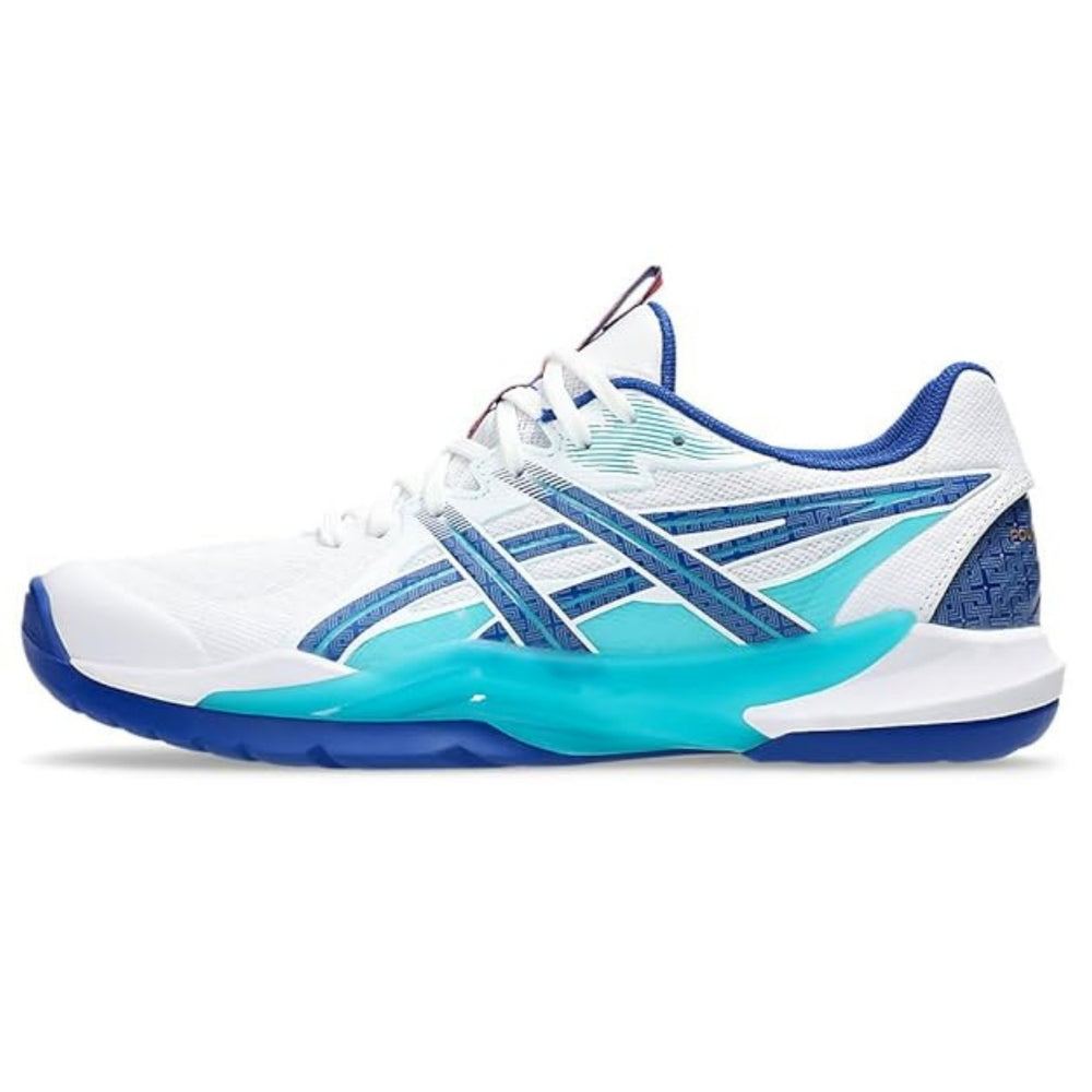 ASICS Powerbreak FF Men Indoor Court Shoes | FlyteFoam Cushioning & Maximum Stability for Badminton | White/ASICS Blue - Best Price online Prokicksports.com