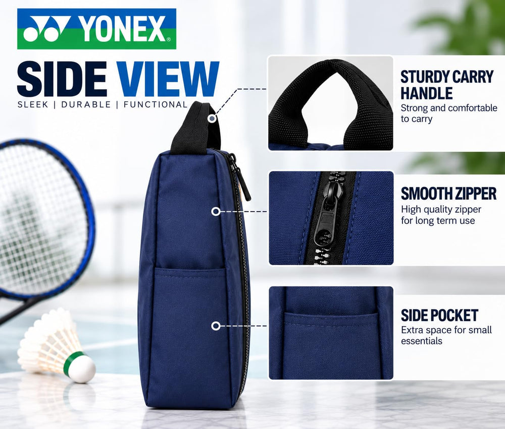 Yonex SUNR 2245 Sports Shoe Bag | Lightweight Polyester Carry Bag, Zippered Main Compartment, Top Carry Handle, Compact Footwear Storage for Badminton, Court & Training Shoes