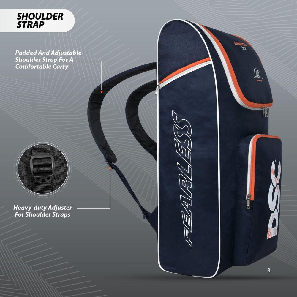 DSC Krunch Club Cricket Kitbag, Navy – Medium Duffle Kit Bag, Polyester & PU, Full Foam Padding, Front-Top Access, Multiple Pockets - Best Price online Prokicksports.com