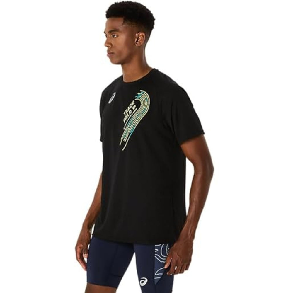 ASICS Track Graphic Short Sleeve Top & Armsleeves for Men | Breathable Training Tee with Arm Support - Best Price online Prokicksports.com