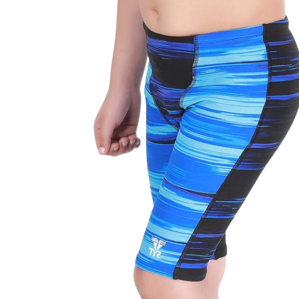 TYR Kids Boys Lumen Swimming Jammer – Blue/Black | Durable Training Jammer with Chlorine Resistance & Compression Fit - Best Price online Prokicksports.com
