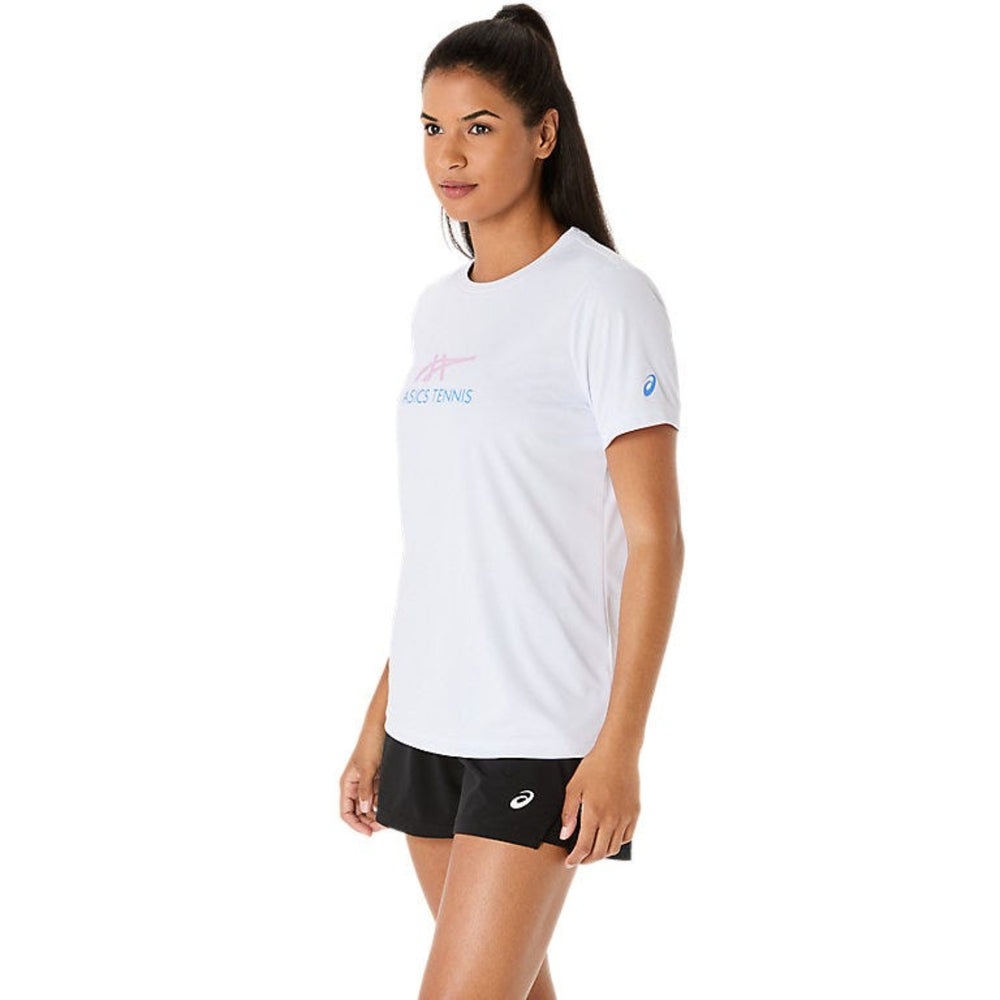 ASICS Women Court Tennis Graphic Tee | Lightweight Breathable Polyester T-Shirt with Moisture-Wicking Comfort & Tennis-Inspired Graphic Design - Best Price online Prokicksports.com