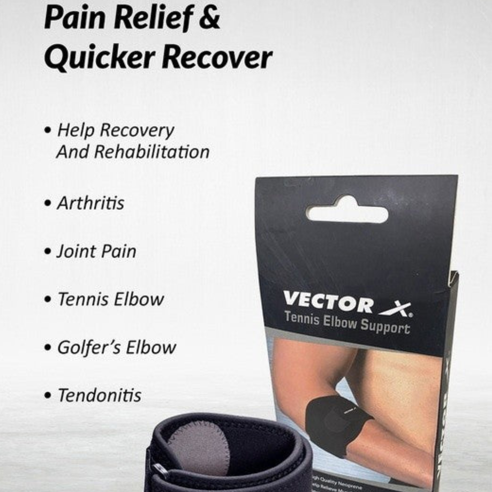 Vector X VNS-015 Tennis Elbow Strap | Ergonomic Counterforce Support with Soft Compression Pad | Adjustable Neoprene Brace for Tennis, Golf & Weightlifting - Best Price online Prokicksports.com