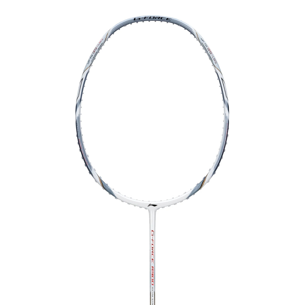 Li-Ning G-Force 8900 Extra Strong Strung Badminton Racquet (3U G6) | Head-Heavy Carbon Graphite Frame with 35 lbs Tension for Power Play (White/Silver) - Best Price online Prokicksports.com