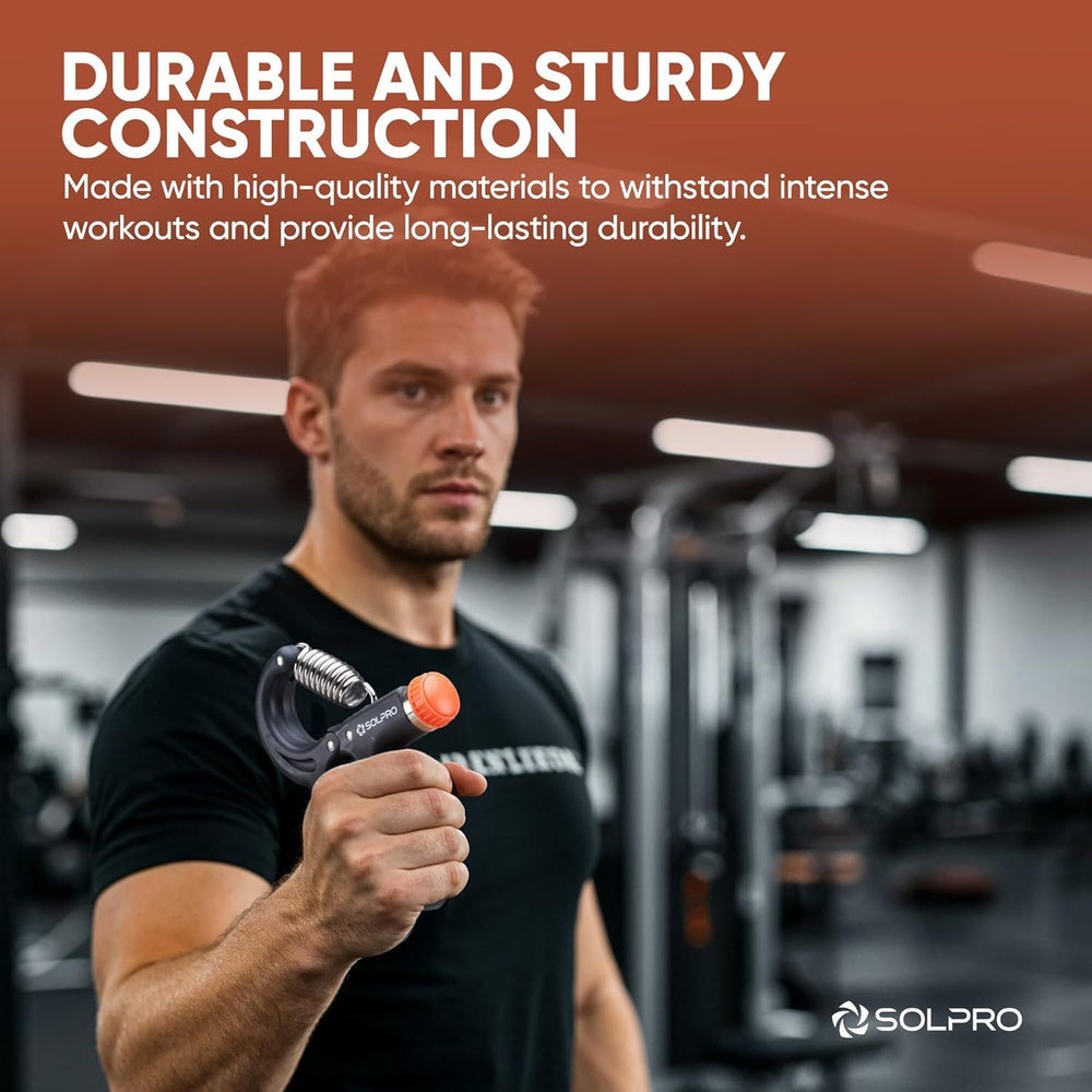 Solpro SHG-046 FirmFlex Adjustable Hand Grip Strengthener – 5-60kg Resistance, Ergonomic Grip, Forearm & Finger Strengthener with Mechanical Counter, Home Gym Rehab - Best Price online Prokicksports.com