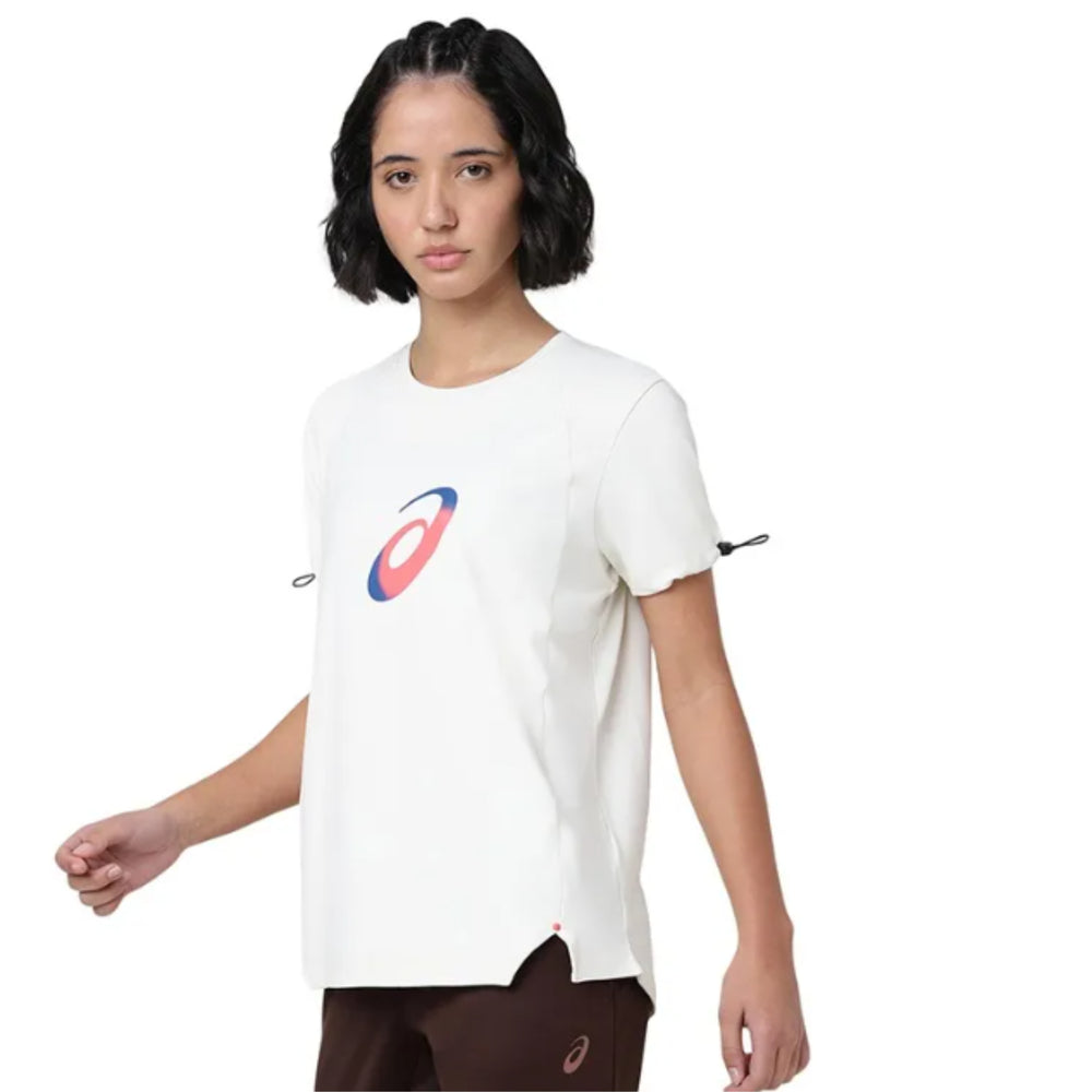 ASICS Drawstring Sleeve SS Top for Women | Round Neck Sports T-Shirt - Best Price online Prokicksports.com