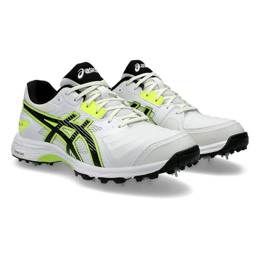ASICS Men's Gel-Gully 7 Cricket Shoes (Metal Spikes) | GEL Cushioning | Breathable Mesh | White/Safety Yellow - Best Price online Prokicksports.com