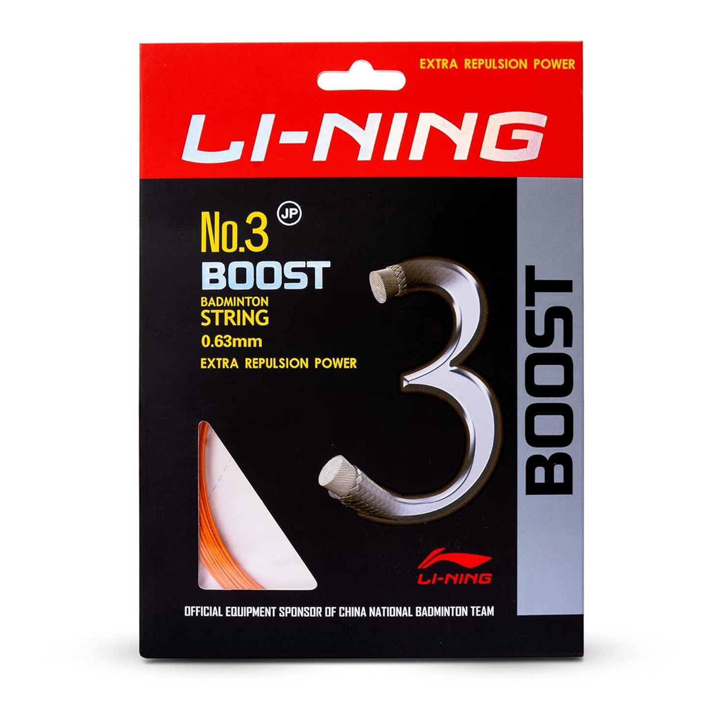 Li-Ning No. 3 Boost Badminton String with high Repulsion Power, 0.63mm - Best Price online Prokicksports.com