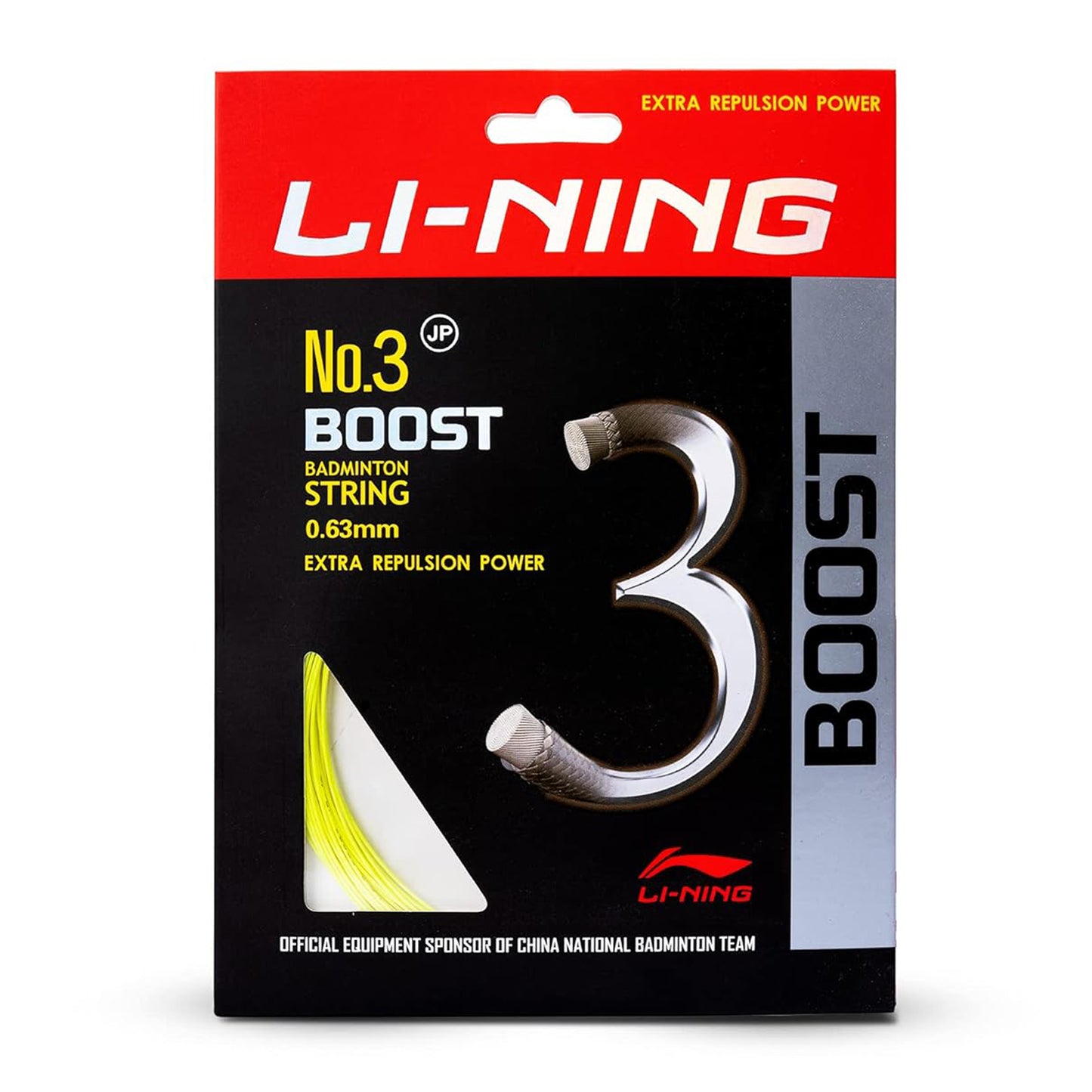 Li-Ning No. 3 Boost Badminton String with high Repulsion Power, 0.63mm - Best Price online Prokicksports.com