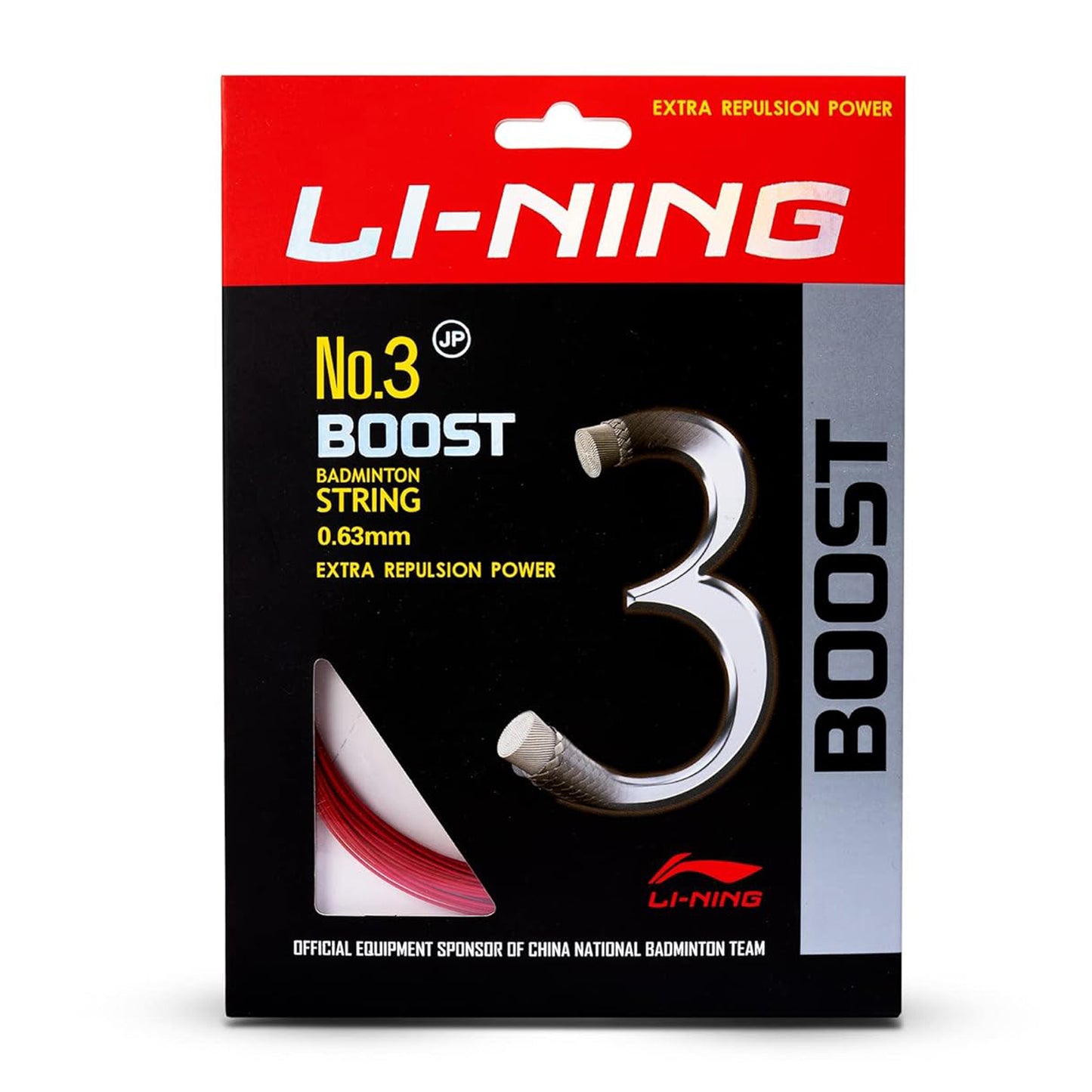 Li-Ning No. 3 Boost Badminton String with high Repulsion Power, 0.63mm - Best Price online Prokicksports.com