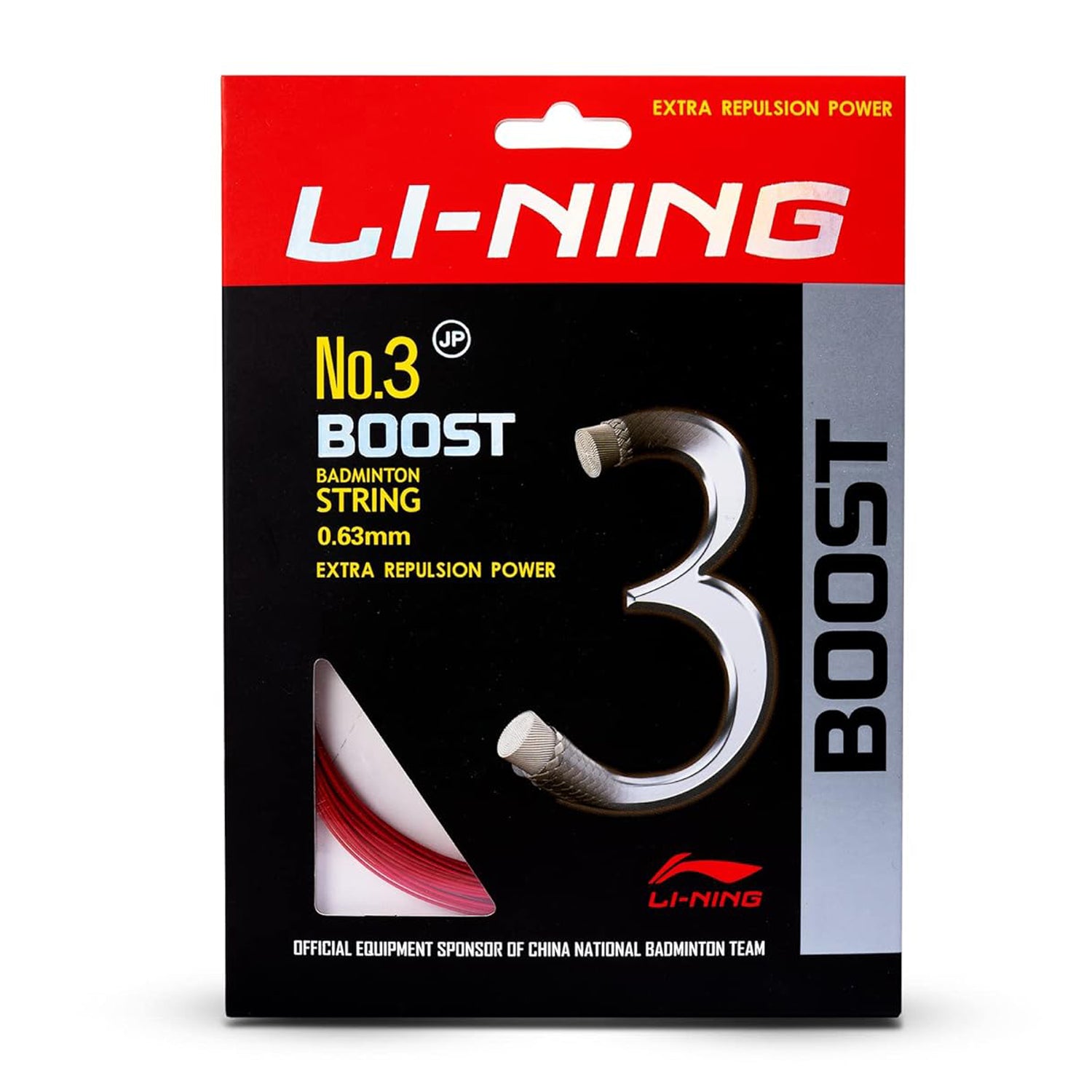 Li-Ning No. 3 Boost Badminton String with high Repulsion Power, 0.63mm - Best Price online Prokicksports.com