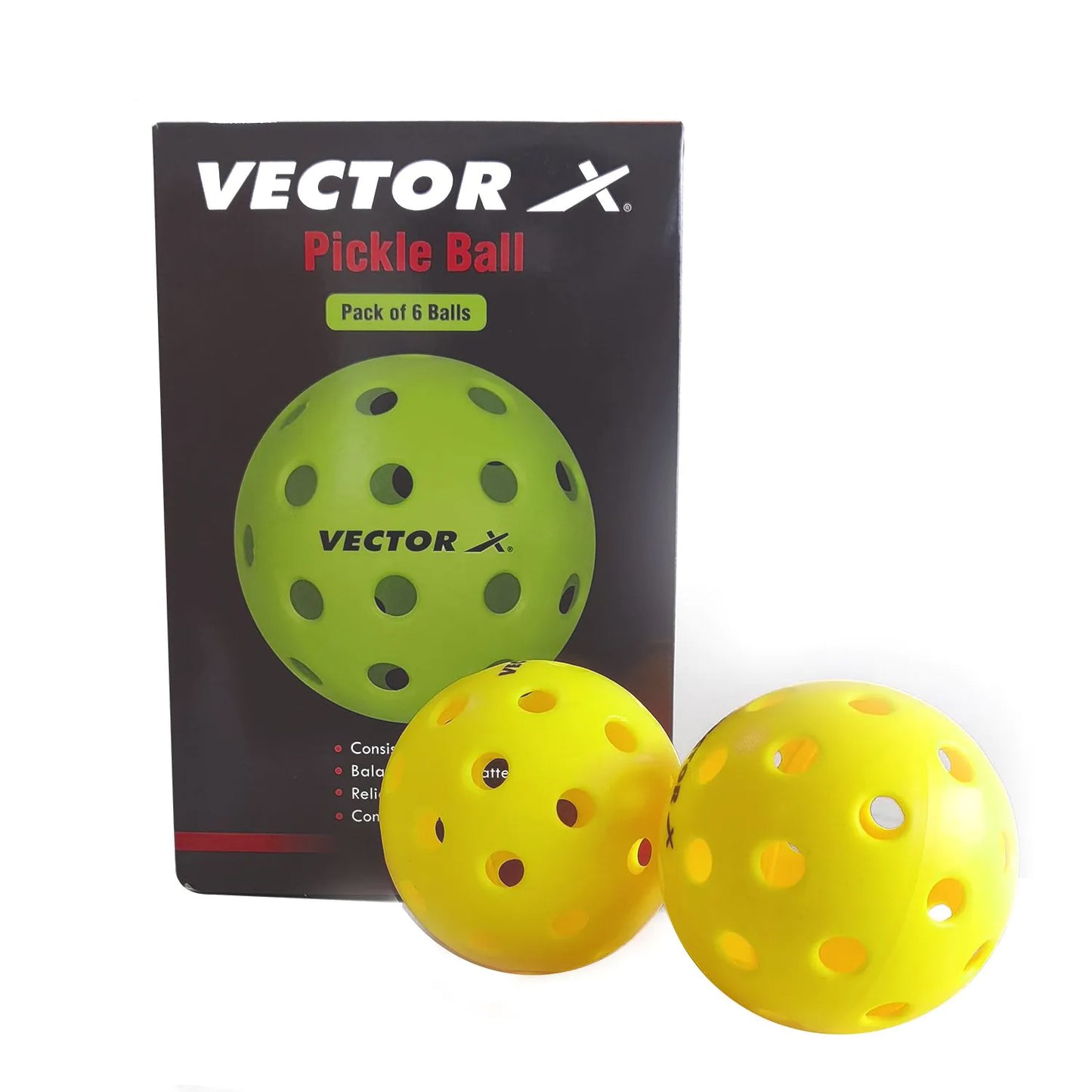 Vector X Outdoor-40 Hole Pickleball Ball, Pack of 6 - Best Price online Prokicksports.com