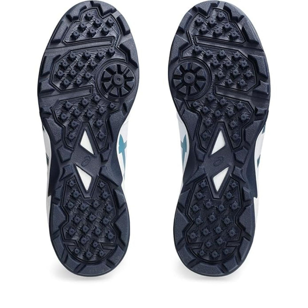 ASICS Gel-Peake 2 Cricket Shoes (Men) | Rubber Outsole | Breathable Mesh | Rearfoot GEL Cushioning | White/Atlantis Blue - Best Price online Prokicksports.com