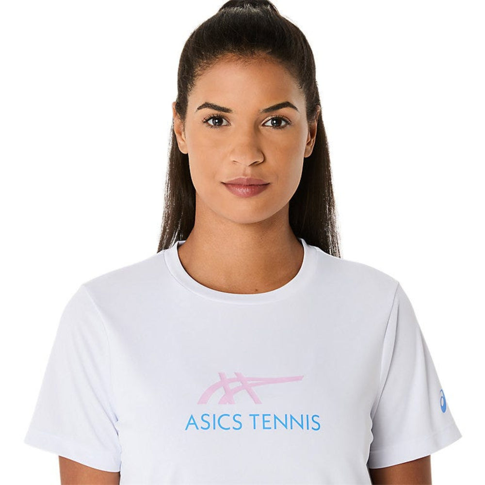 ASICS Women Court Tennis Graphic Tee | Lightweight Breathable Polyester T-Shirt with Moisture-Wicking Comfort & Tennis-Inspired Graphic Design - Best Price online Prokicksports.com