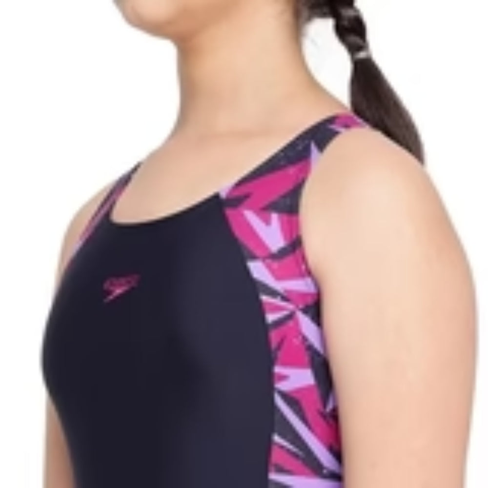Speedo JF Hyp Boom Sp MSBK Legsuit, True Navy/Berry/Miami | Girls Full-Length Swimsuit with Chlorine Resistance & Stretch Fit - Best Price online Prokicksports.com