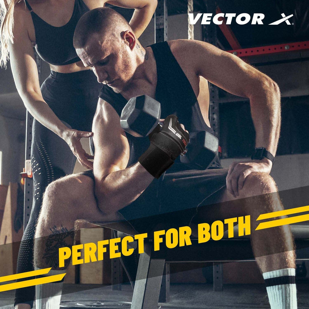 Vector X VX-1054 Gel Tech Fitness Gloves | Anti-Slip Gel Padded Gym Gloves with Wrist Support & Breathable Mesh Design - Best Price online Prokicksports.com