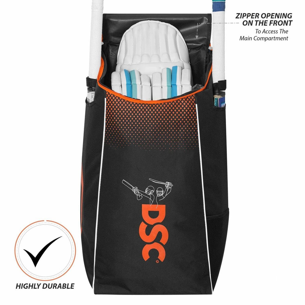 DSC Hold All X2 Cricket Kit Bag – Black/Orange, Large Capacity Cricket Gear Bag with Durable Fabric & Multiple Compartments - Best Price online Prokicksports.com