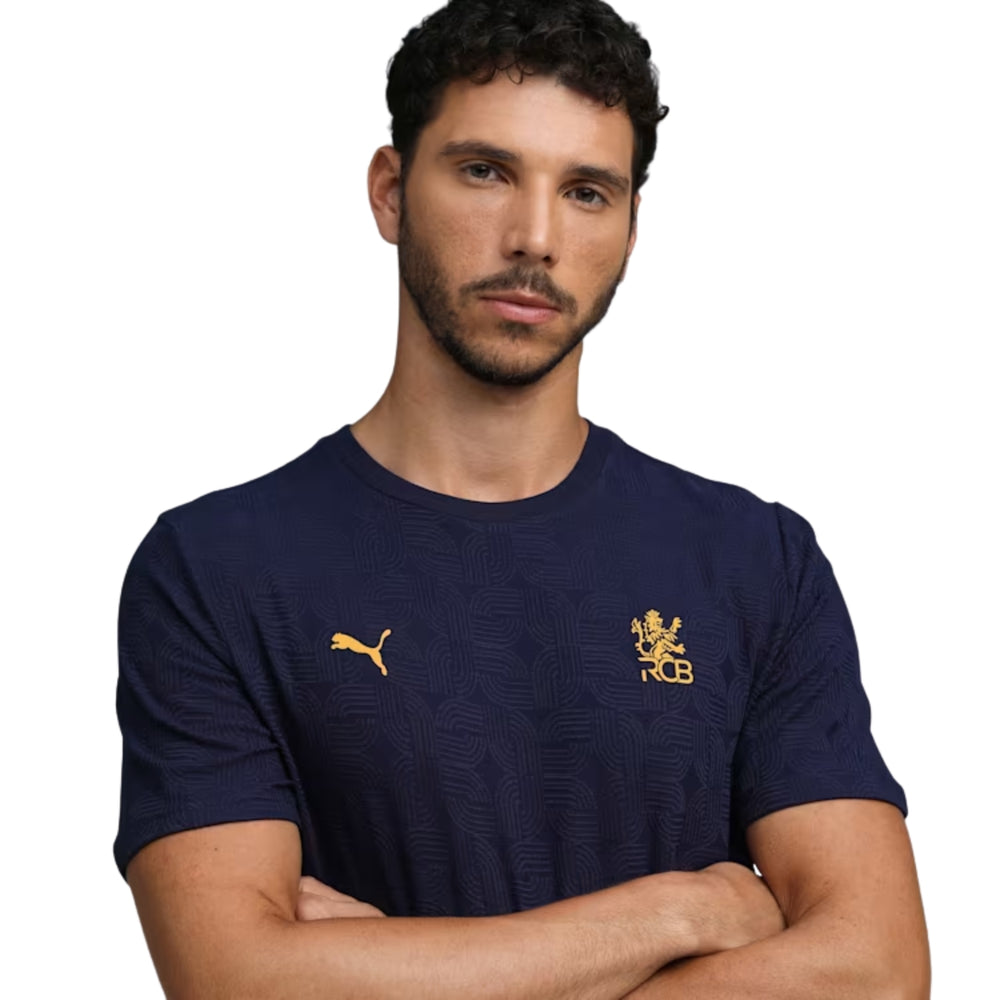 PUMA x RCB Jacquard Tee Round Neck T-Shirt for Men | Premium Jacquard Fabric with dryCELL Technology, Official RCB Branding & Regular Fit - Best Price online Prokicksports.com