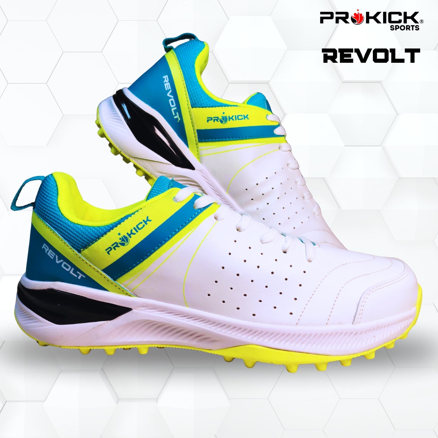 Prokick Revolt Cricket Shoes – Lightweight, Durable, All-Rounder Footwear – Superior Grip, Shock Absorption, Breathable Mesh – Ideal for Turf & Hard Ground Play - Best Price online Prokicksports.com