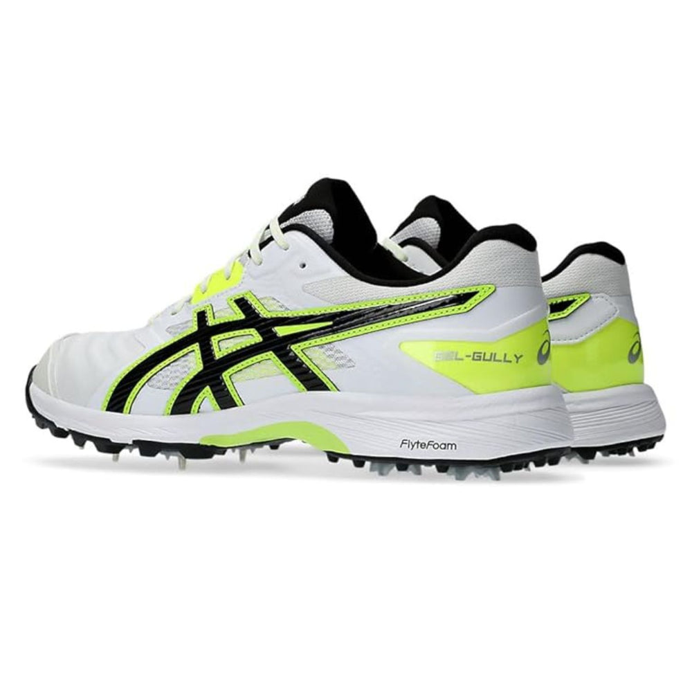 ASICS Men's Gel-Gully 7 Cricket Shoes (Metal Spikes) | GEL Cushioning | Breathable Mesh | White/Safety Yellow - Best Price online Prokicksports.com