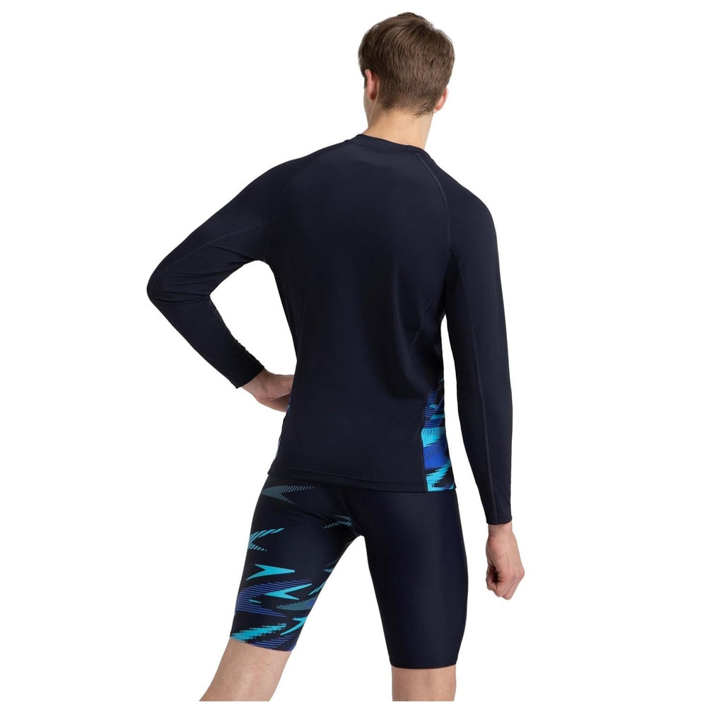 Speedo AM Performance Printed Swimactive Long Sleeve Suntop – Men UV Protection Swim Top, Quick Dry Stretch Rashguard, True Navy Blue/Cobalt Pop - Best Price online Prokicksports.com