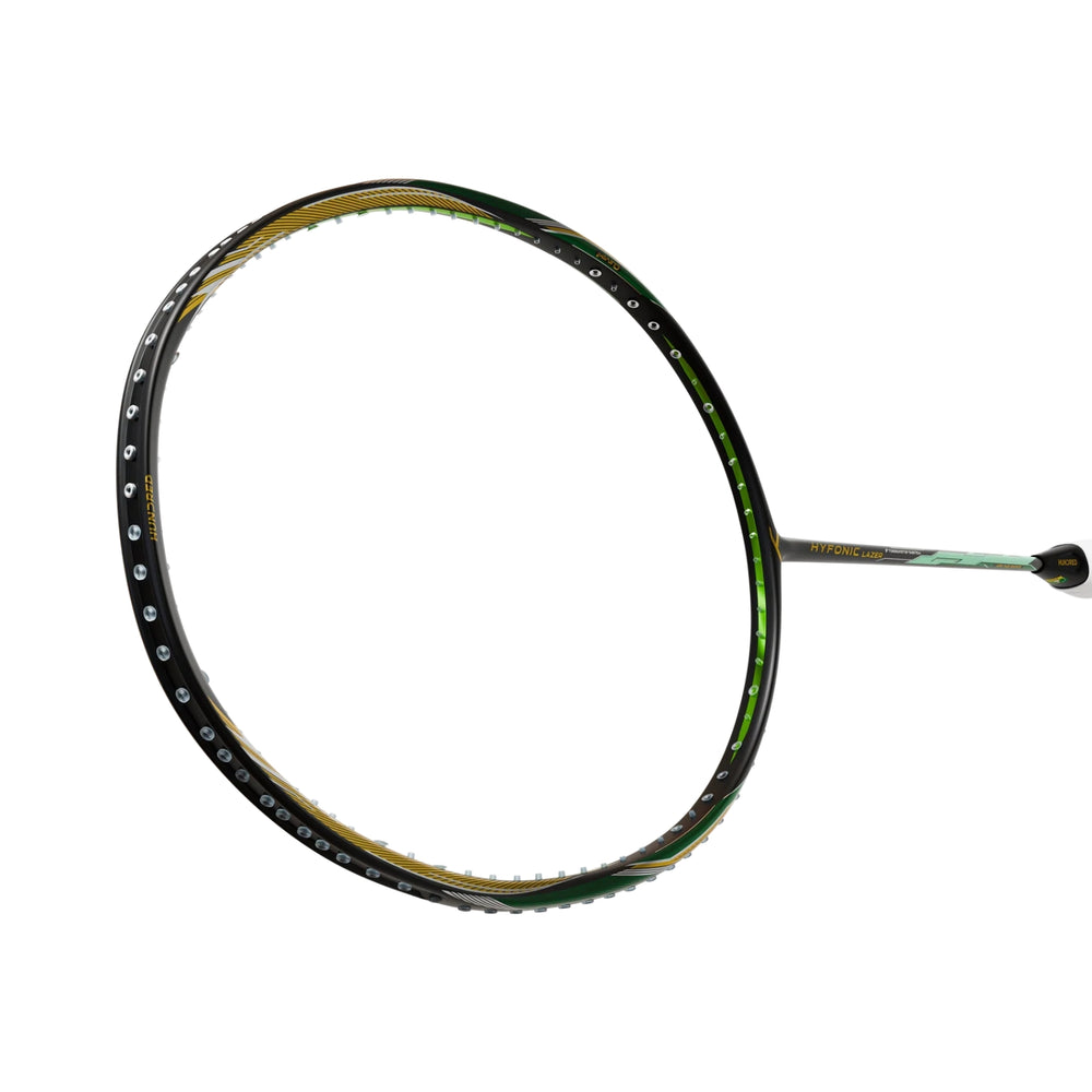 HUNDRED Hyfonic Lazer Unstrung Badminton Racquet | Dual Aerodynamic Frame with Carbon Fibre Build | Precision Control Series - Best Price online Prokicksports.com