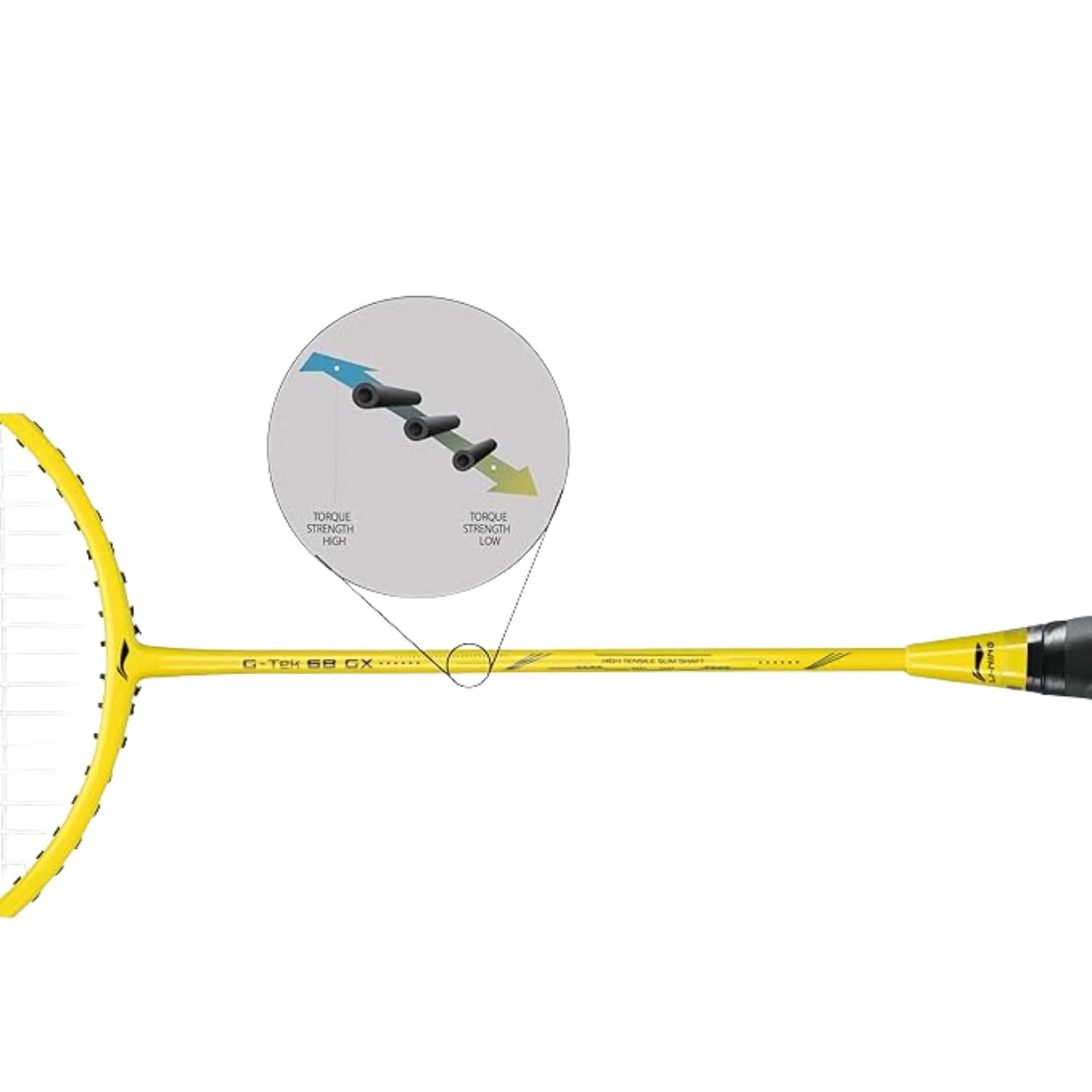 Li-Ning G-TEK 68 GX Strung Graphite Badminton Racquet with Full Cover, Lightweight High-Tension Racket for Power and Control – Yellow - Best Price online Prokicksports.com