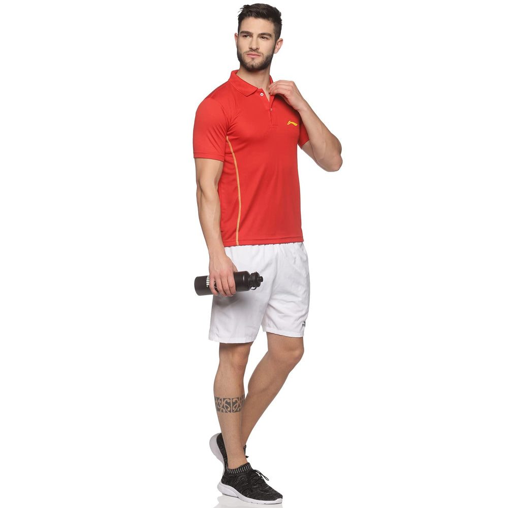 Li-Ning APLK397 Badminton Collar T-Shirt | Turbo Dri Air Dry Polyester, Breathable & Sweat-Wicking | Half Sleeve, Regular Fit - Best Price online Prokicksports.com