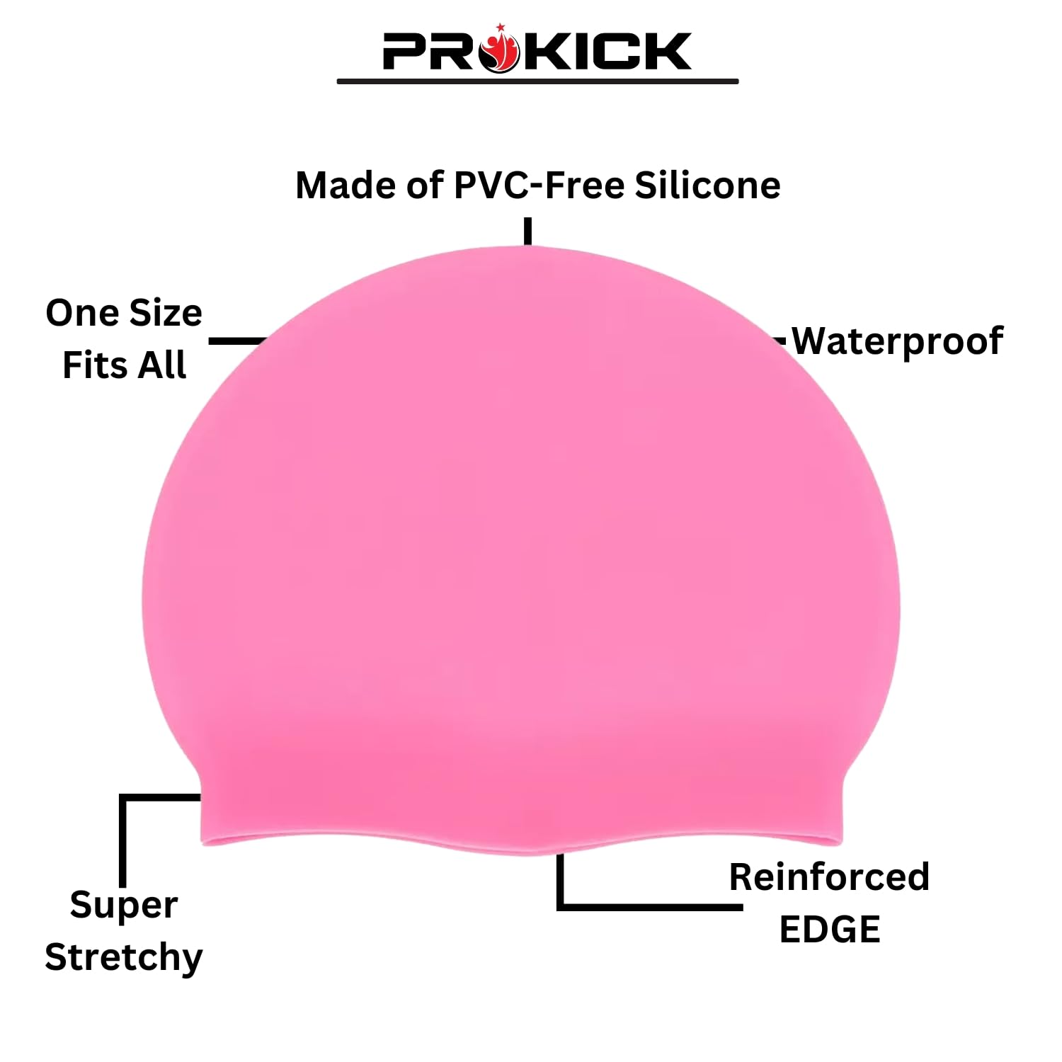 Prokick Silicone Swim Cap, One Size-Fits All - Best Price online Prokicksports.com