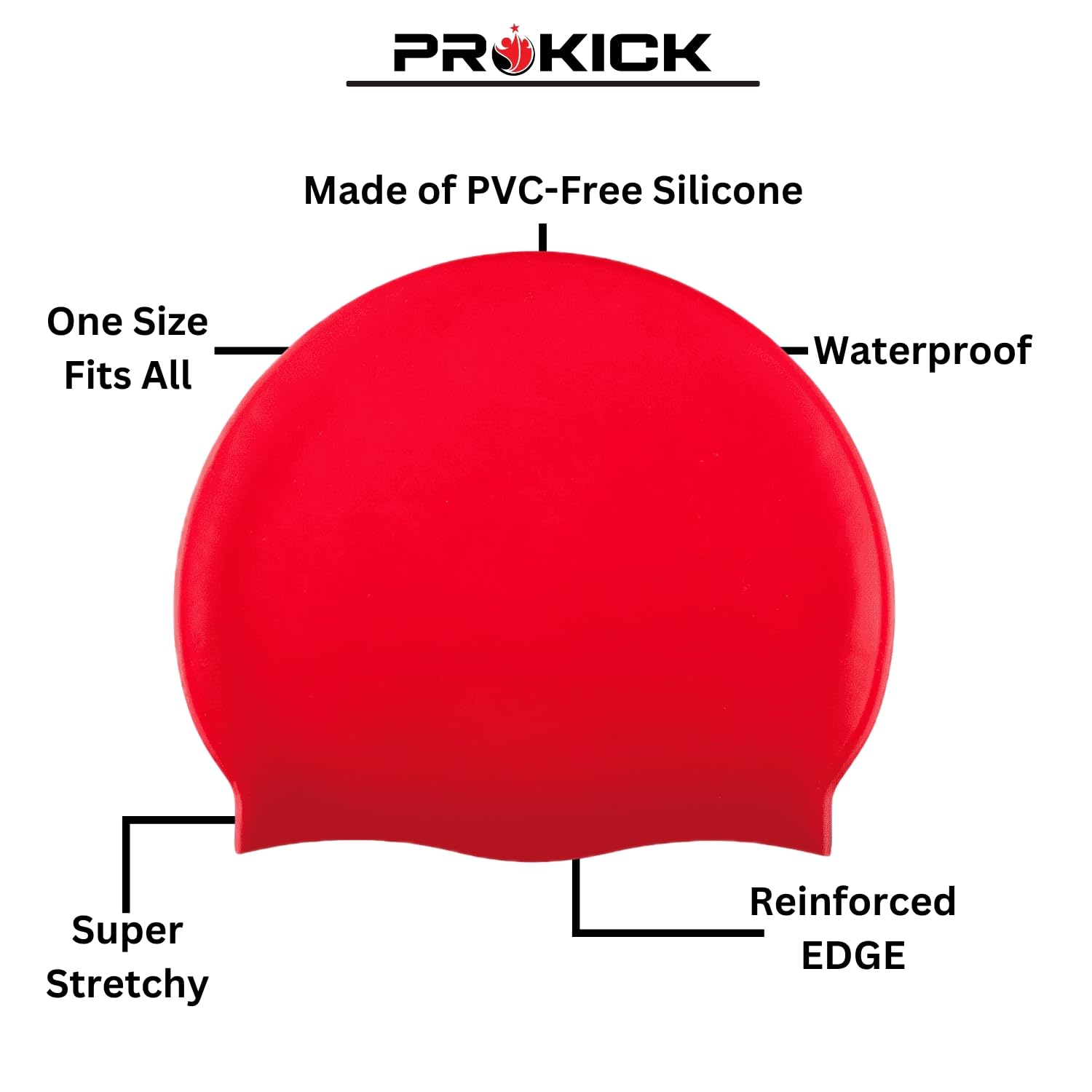 Prokick Silicone Swim Cap, One Size-Fits All - Best Price online Prokicksports.com