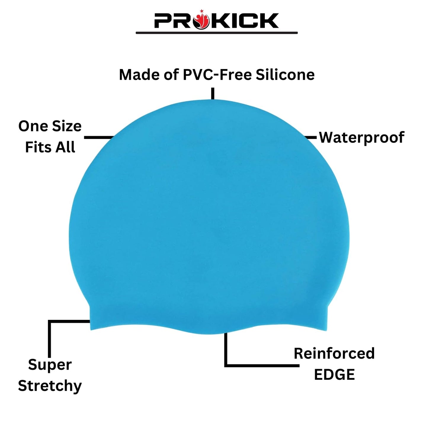 Prokick Silicone Swim Cap, One Size-Fits All - Best Price online Prokicksports.com