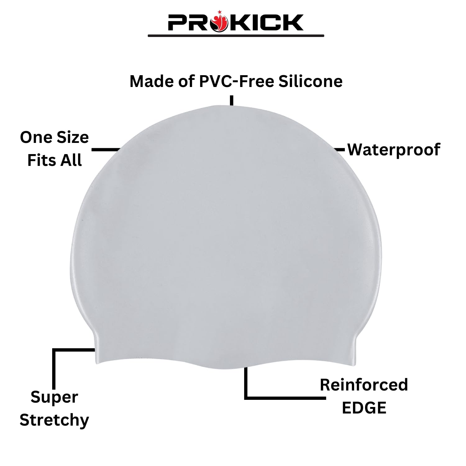 Prokick Silicone Swim Cap, One Size-Fits All - Best Price online Prokicksports.com
