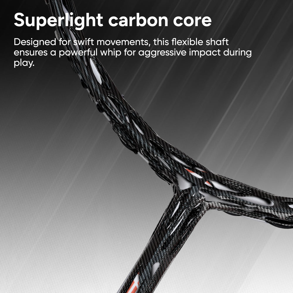 Hundred Nitrix 10 Badminton Racket (Strung) | Head-Heavy Carbon Fiber Attacking Racquet with Full Cover | Max Tension 30 lbs