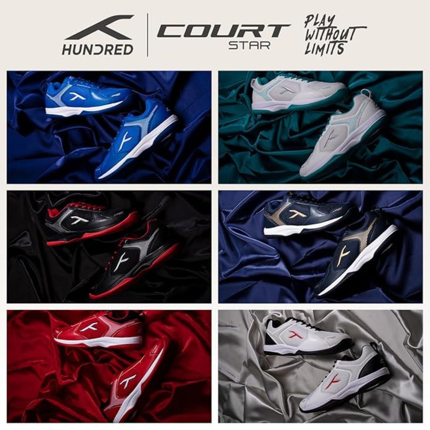 Hundred Court Star Badminton Shoes | Non-Marking Gum Rubber Sole | Lightweight Breathable Mesh | For Men & Women | Ideal for Squash, Table Tennis & Indoor Sports - Best Price online Prokicksports.com