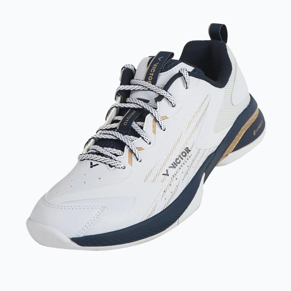 Victor A970TD-IN-AX Badminton Shoes – Bright White/Light Gold | Lightweight & High-Grip Court Performance - Best Price online Prokicksports.com