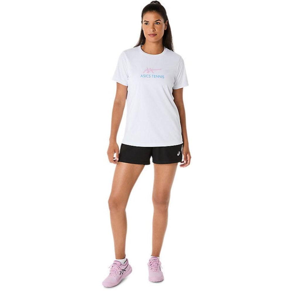 ASICS Women Court Tennis Graphic Tee | Lightweight Breathable Polyester T-Shirt with Moisture-Wicking Comfort & Tennis-Inspired Graphic Design - Best Price online Prokicksports.com