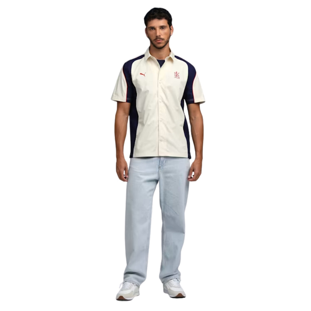 PUMA x RCB Woven Polo T-Shirt for Men | Premium Woven Fabric with Classic Collar, Button Placket & Official RCB Branding for Smart Casual Style - Best Price online Prokicksports.com