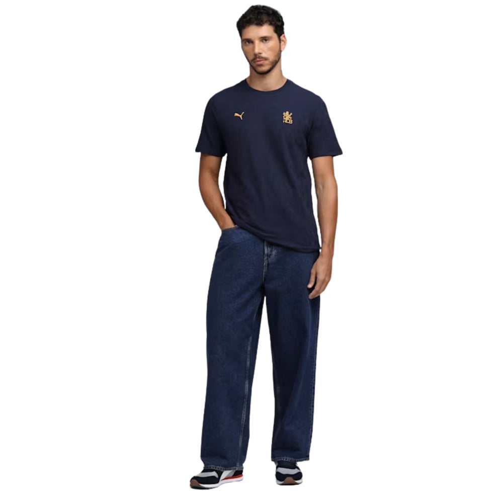 PUMA x RCB Jacquard Tee Round Neck T-Shirt for Men | Premium Jacquard Fabric with dryCELL Technology, Official RCB Branding & Regular Fit - Best Price online Prokicksports.com