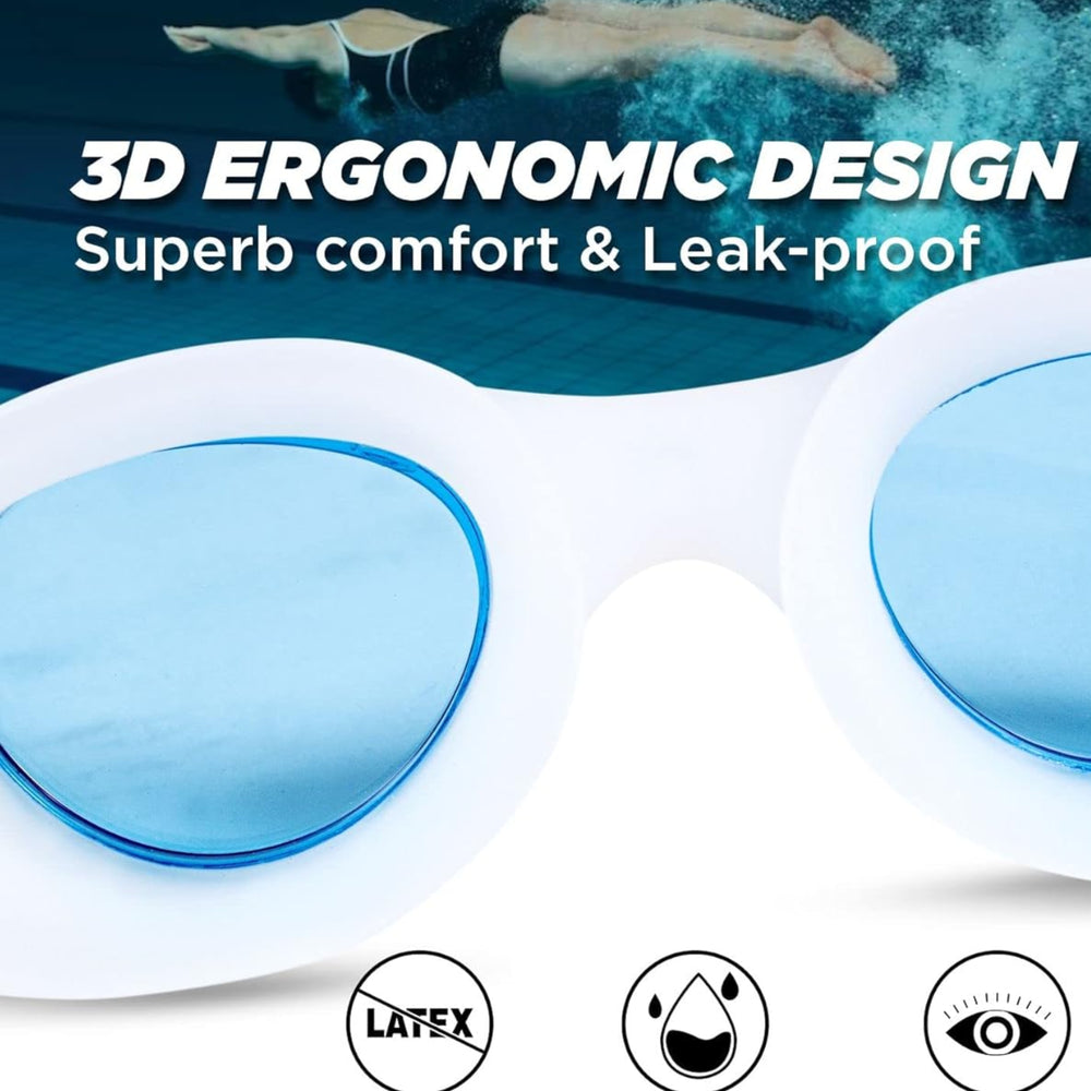Viva Swimming Goggle – Clear White | Clear Vision Goggles with Anti-Fog Lens & Comfortable Fit - Best Price online Prokicksports.com