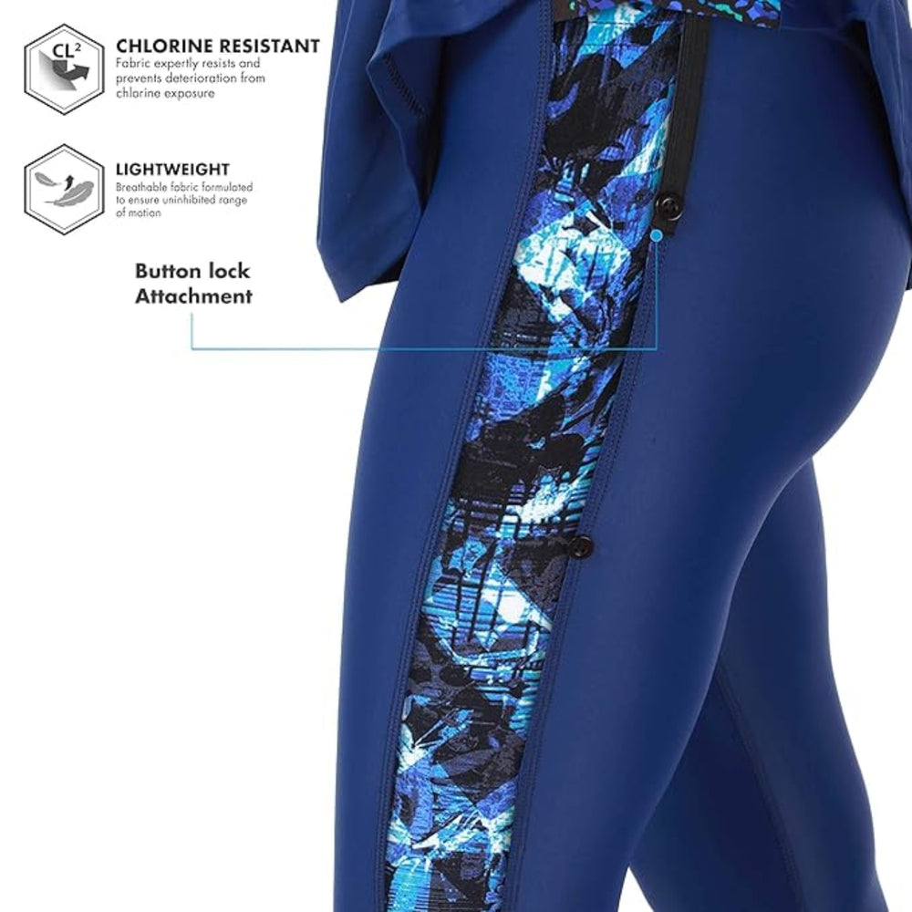 TYR Women’s Swimming Fullsuit Legsuit, Chlorine Resistant Fabric, Training Swimwear with Knee-Length Coverage – H.Navy/Blue/Black - Best Price online Prokicksports.com