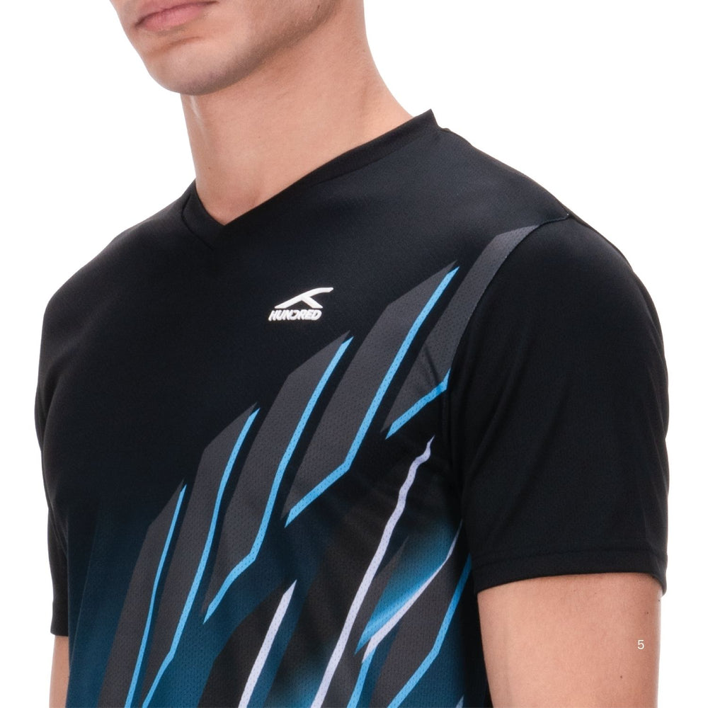Hundred HBTS-5M268 V-Neck Badminton T-Shirt – Men Quick Dry Lightweight Sports Tee for Badminton, Gym & Training - Best Price online Prokicksports.com