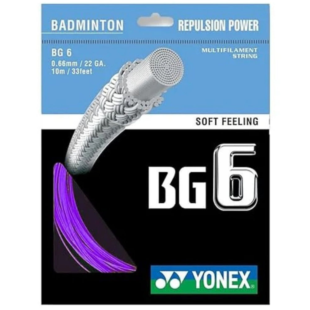 Yonex BG 6 Badminton String – 0.66 mm / 22 Gauge, 10 m (33 ft) Nylon Multifilament Racket String for Power & Durability - Best Price online Prokicksports.com