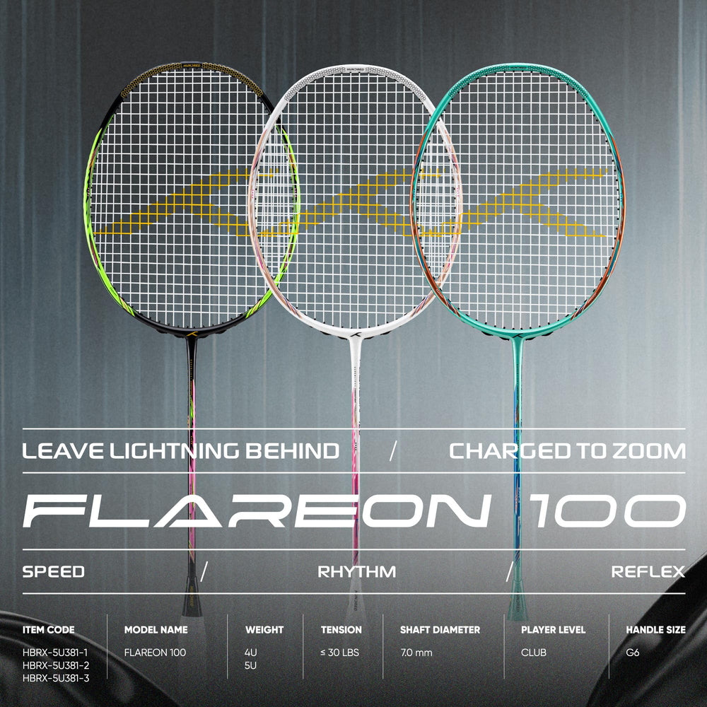 Hundred Flareon 100 Badminton Racket (Strung) | Carbon Fiber Frame | Speed Racket for Fast Swings with Full Cover | Max Tension 30 lbs - Best Price online Prokicksports.com
