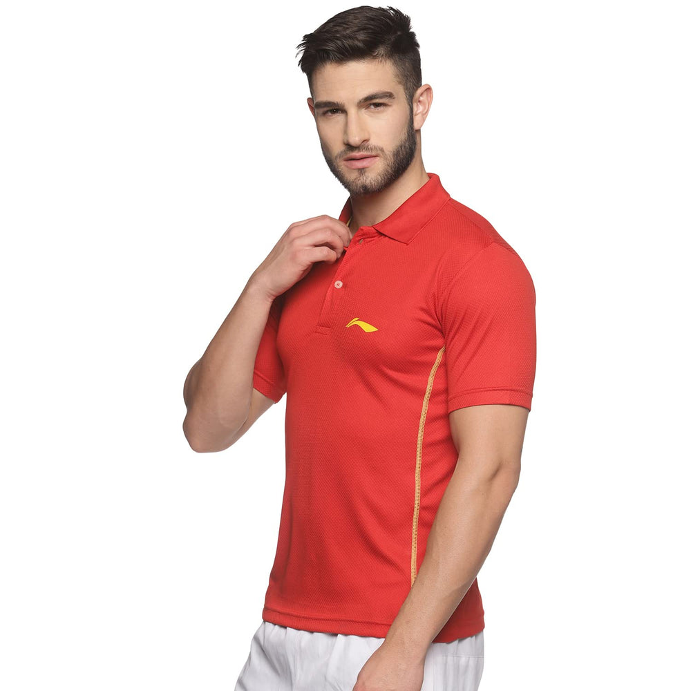 Li-Ning APLK397 Badminton Collar T-Shirt | Turbo Dri Air Dry Polyester, Breathable & Sweat-Wicking | Half Sleeve, Regular Fit - Best Price online Prokicksports.com