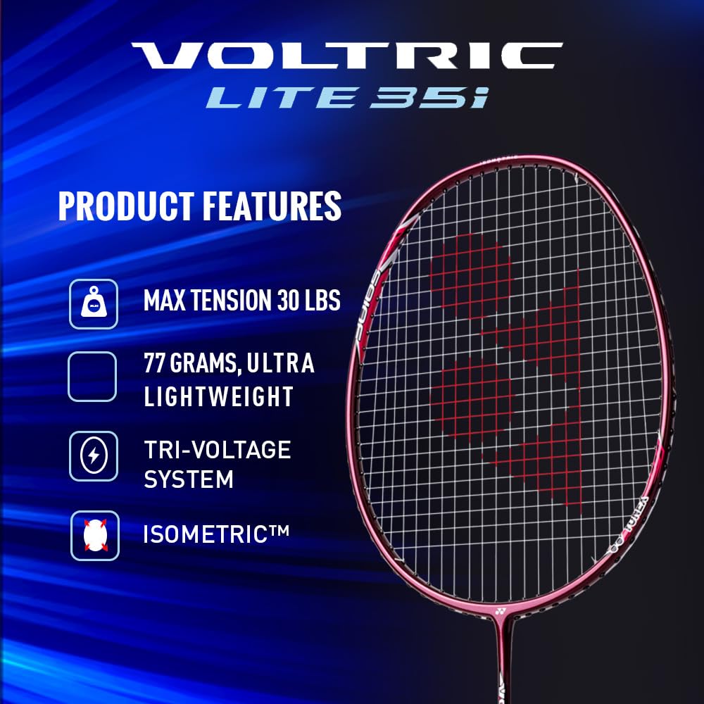 Yonex Voltric Lite 35i HM Graphite Head Heavy Badminton Strung Racquet | NANOMESH NEO & ISOMETRIC Power Frame with Full Cover - Best Price online Prokicksports.com