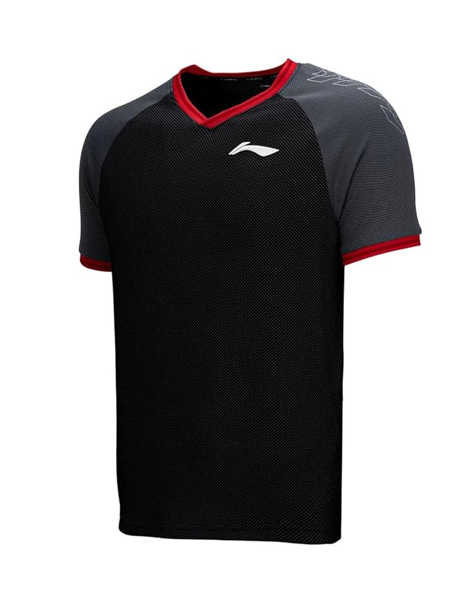 Li-Ning ATST701-1 Men’s V-Neck Badminton T-Shirt – Lightweight 100 g Court Tee with Pull-On Comfort & Clean Round-Cut Cuffs - Best Price online Prokicksports.com