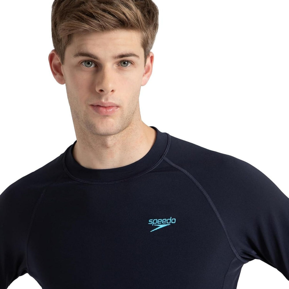 Speedo AM Performance Printed Swimactive Long Sleeve Suntop – Men UV Protection Swim Top, Quick Dry Stretch Rashguard, True Navy Blue/Cobalt Pop - Best Price online Prokicksports.com