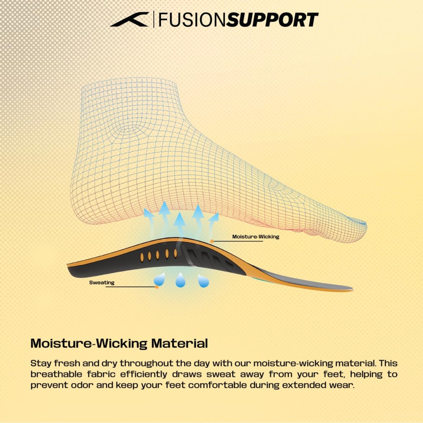 HUNDRED Fusion Support Insoles, Black/Orange/Sea Blue | Orthotic Arch Support Insole with Fusion Gel Cushion & Stability - Best Price online Prokicksports.com