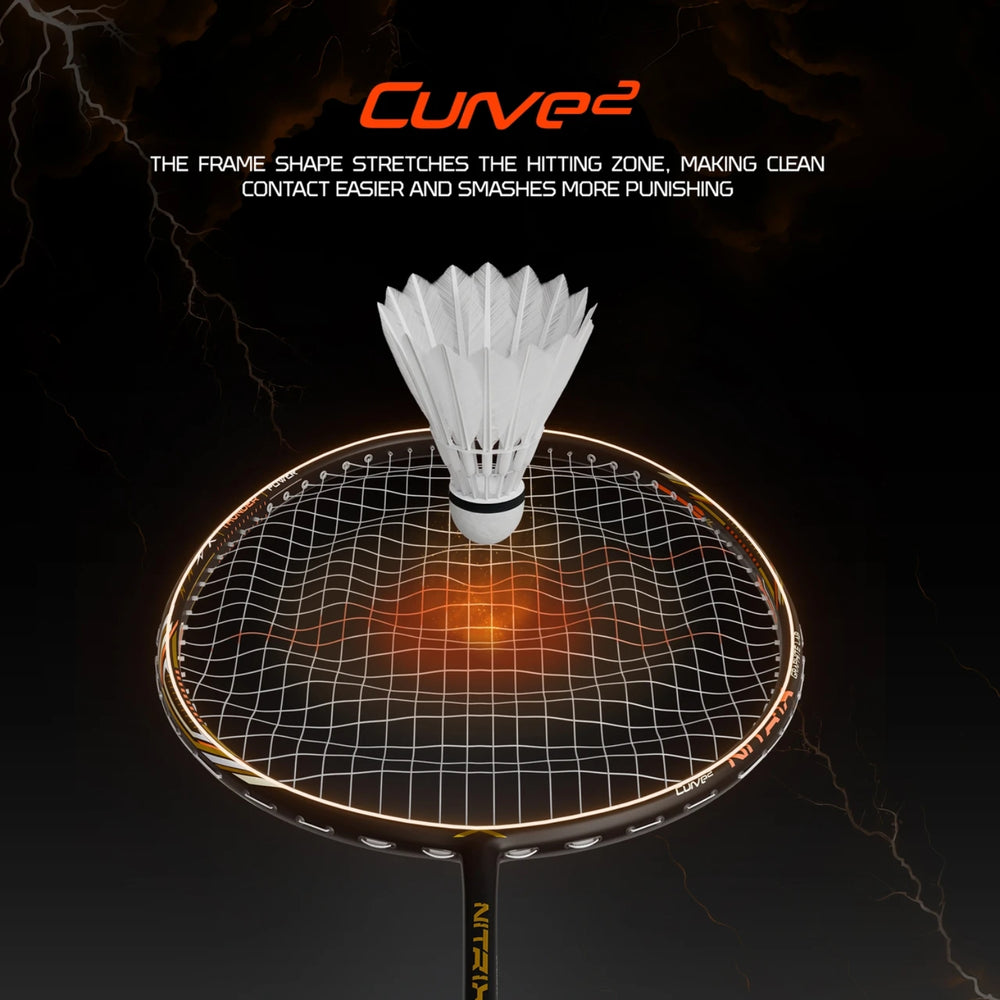 Hundred Nitrix Thunder Strung Badminton Racquet | Superlight Carbon Fibre Power Frame with Curve² Technology | Attack Series - Best Price online Prokicksports.com