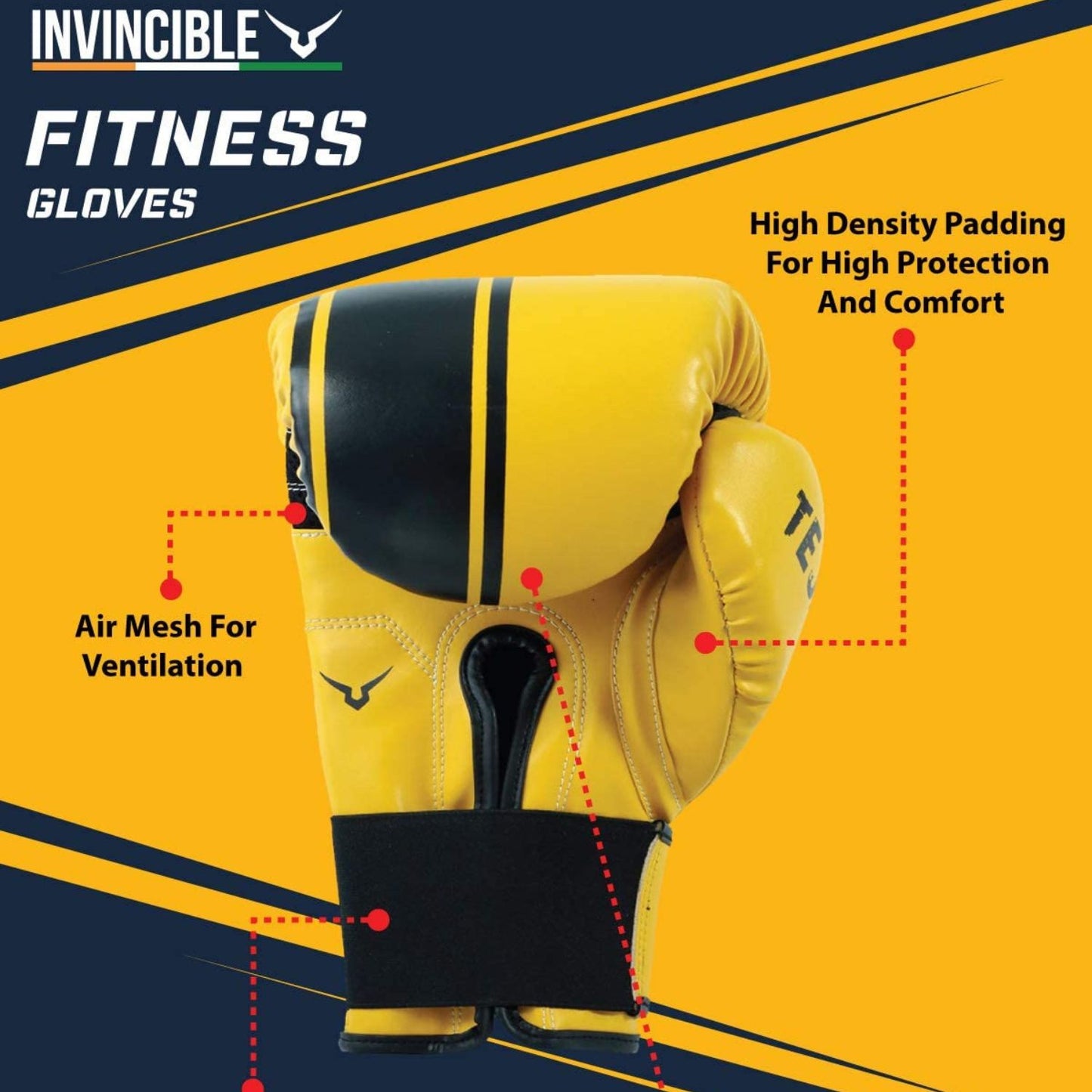 Invincible Tejas Boxing Gloves for Men & Women | Synthetic Leather | Fitness Training | Hook & Loop Closure (8/10/12/14/16 oz)